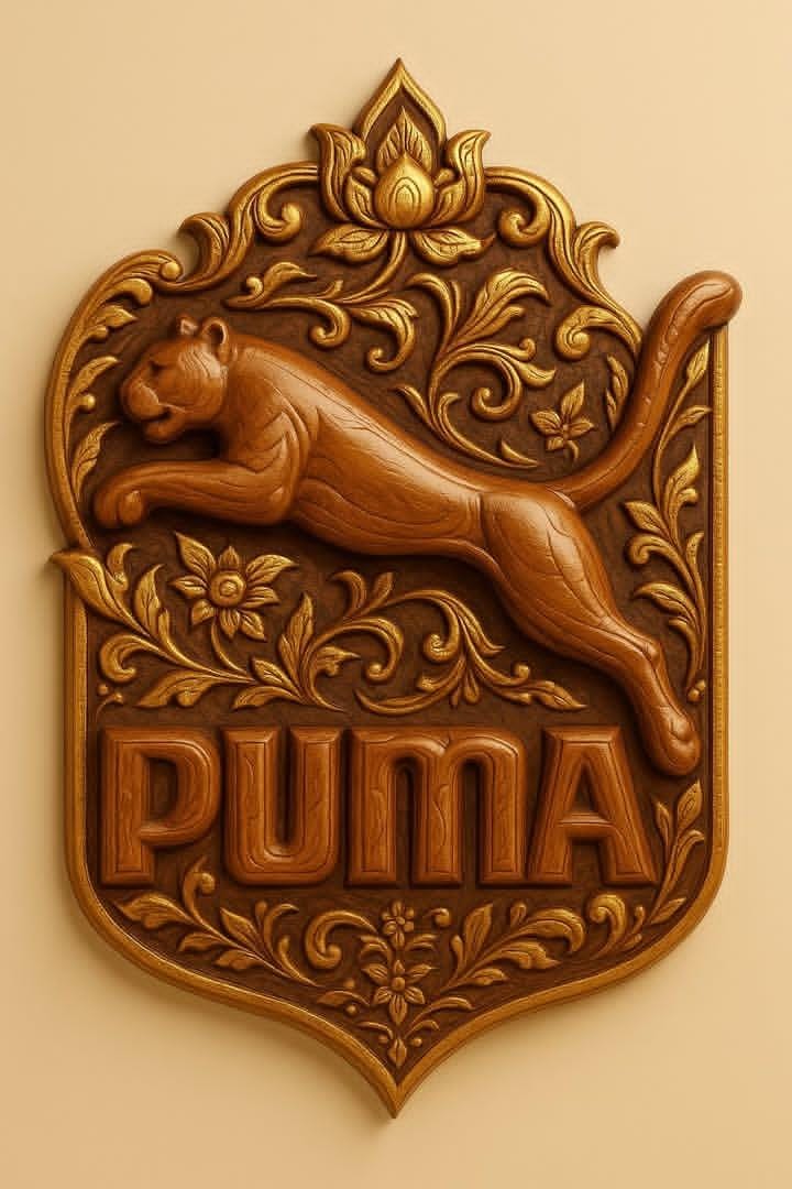 Hand Carved Wooden Logo with Gold Leaf