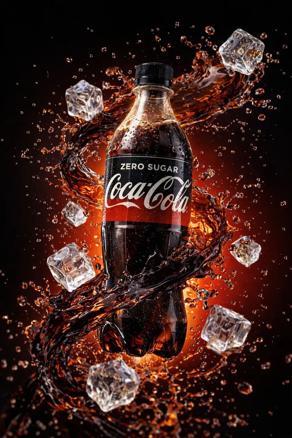 Photorealistic Ice & Cola Splash Spiral Ad Photo Prompt - Generated image 2