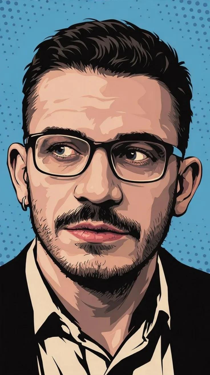 Pop Art Portrait with Halftone Dots and Bold Colors