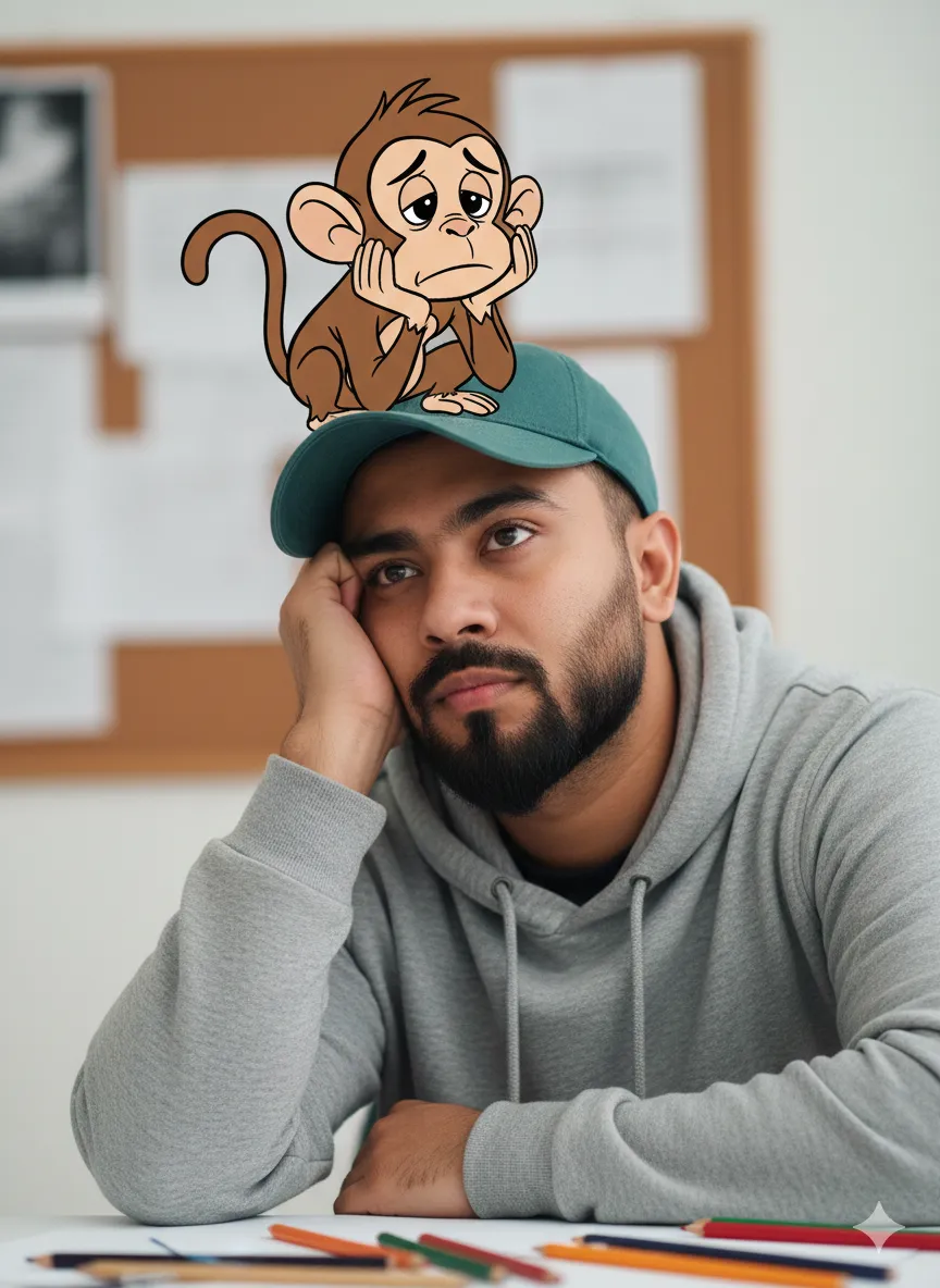 mixed-media-ai-prompt-photorealistic-portrait-cartoon-monkey-on-head