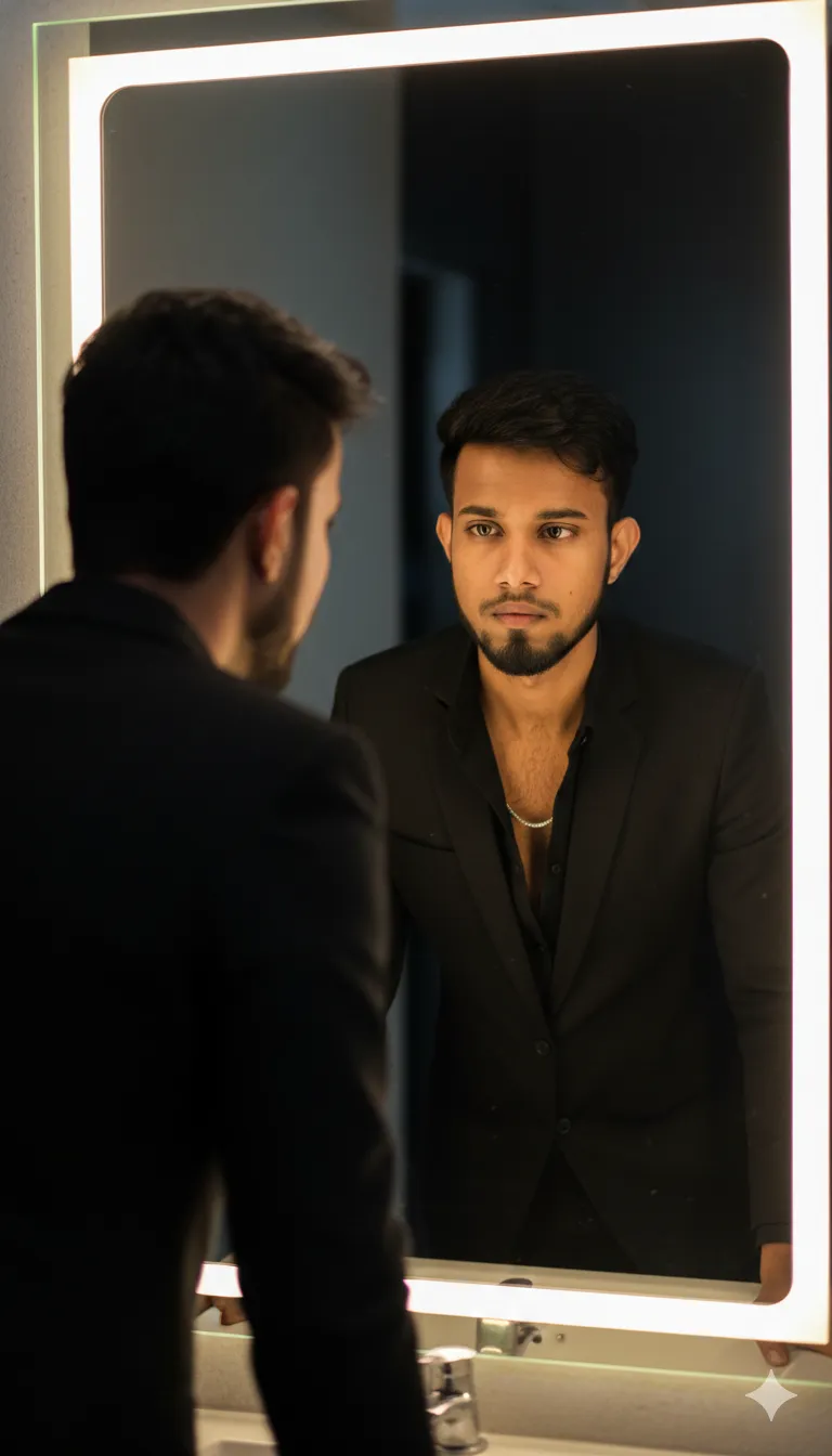 cinematic-mirror-self-portrait-ai-prompt-back-view-led-reflection