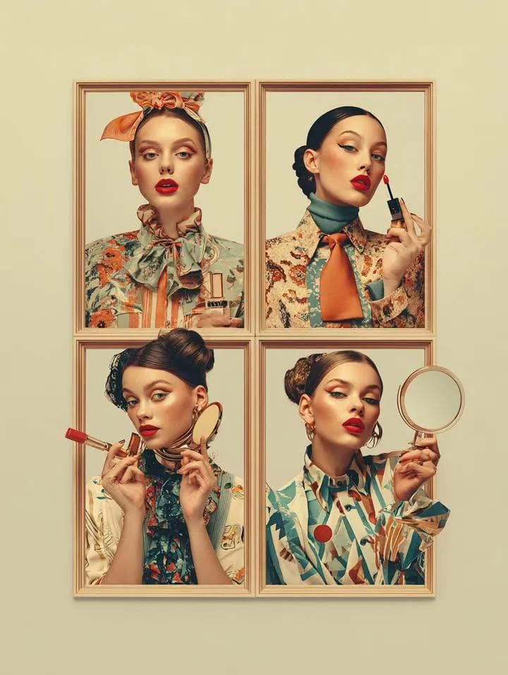 Pop Art Makeup Ad with Four Stylish Girls