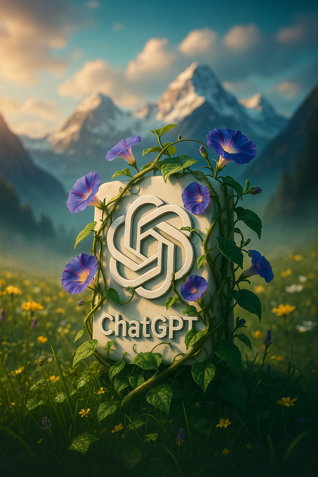 Hyperrealistic Poster of an Object in a Blooming Meadow