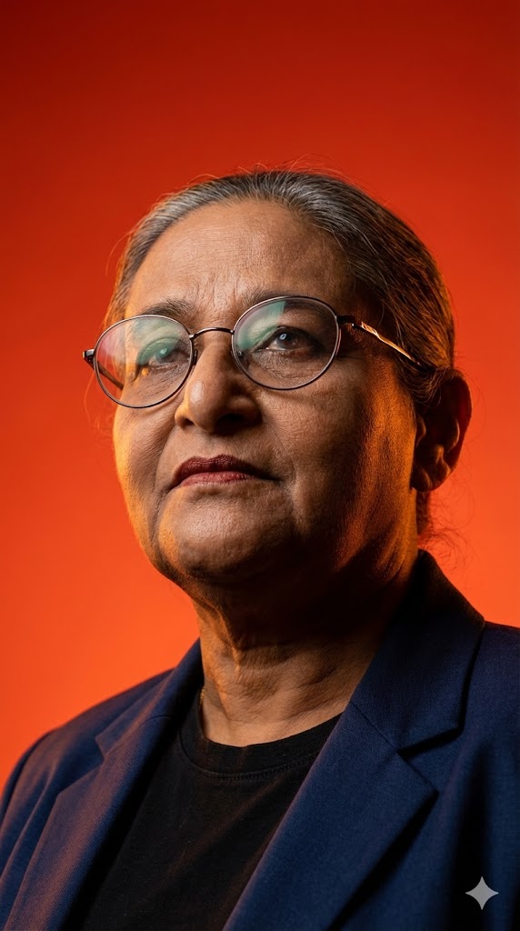 Low Angle Portrait Ai Prompt Orange Background