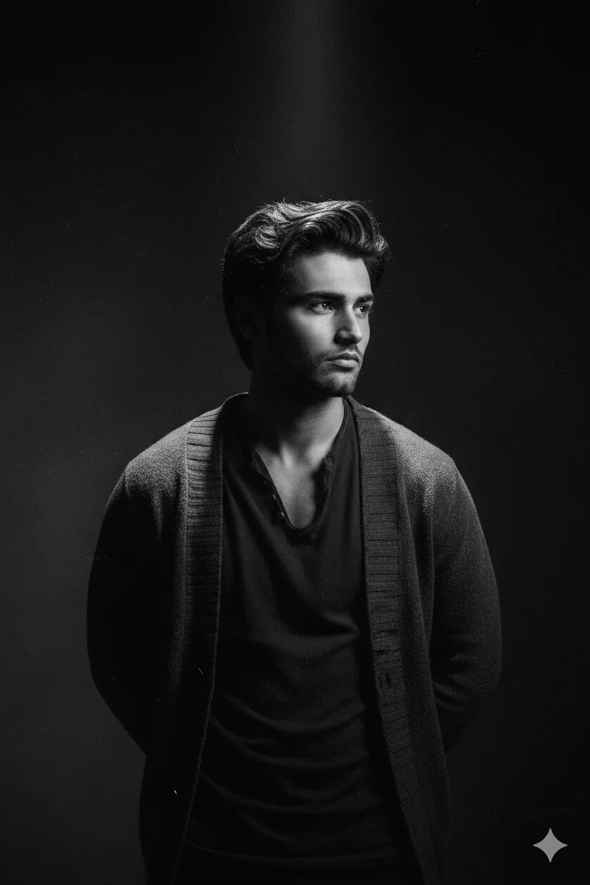 Film Noir Portrait Ai Prompt Cinematic Black And White Studio Photos