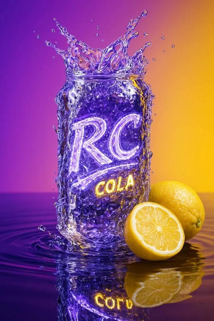 Water Sculpture of a Cola Can with Lemons