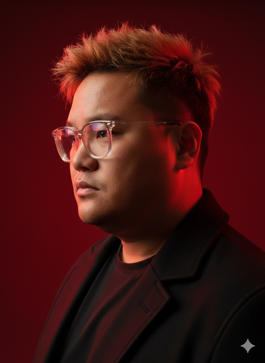 Cinematic Portrait Side Profile Red Background - 9:16