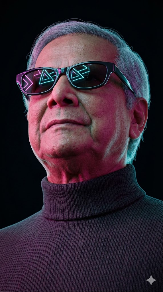 Neon Cyberpunk Turtleneck Portrait