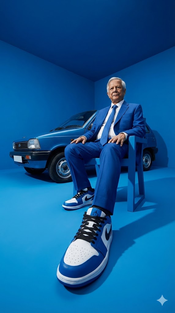 Blue Monochrome Forced Perspective Fashion