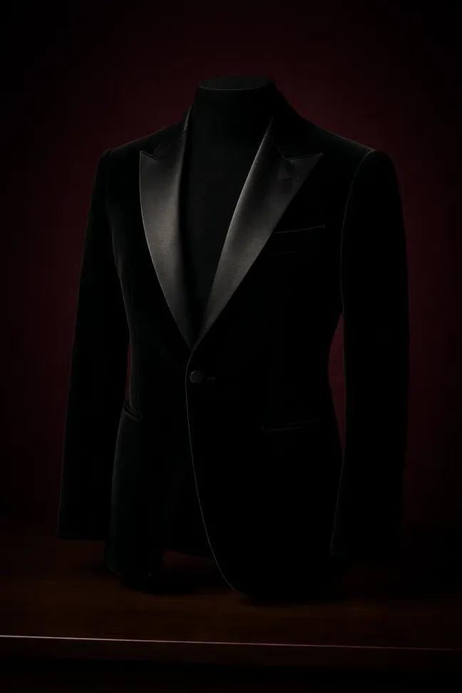 Luxury Noir Velvet Tuxedo Blazer Fashion Photo