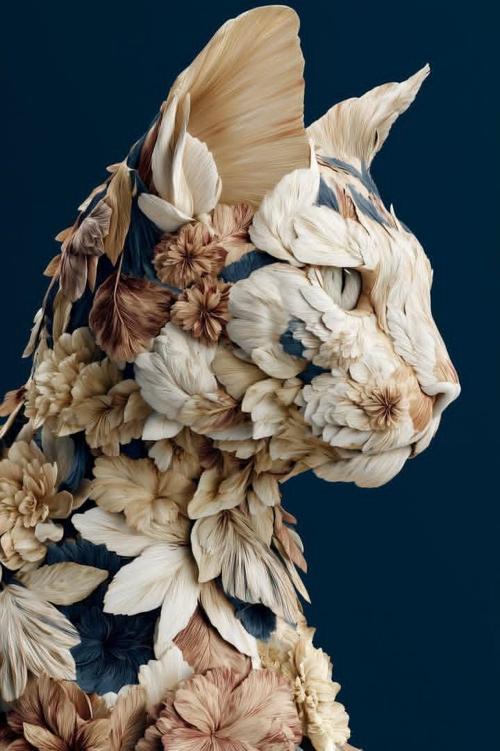 Animal Sculpture Made of Flowers and Leaves