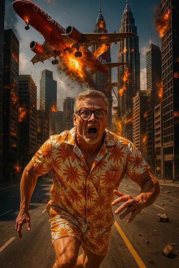 Man Running from a Plane Crash in Kuala Lumpur