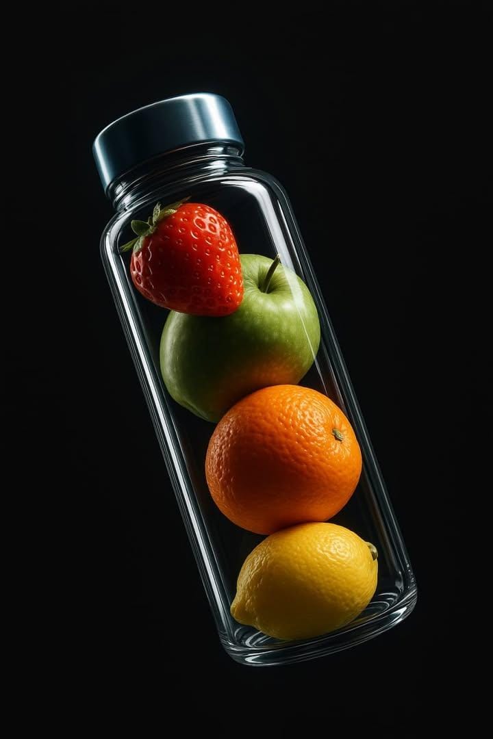 Render of a Glass Bottle with Objects Inside